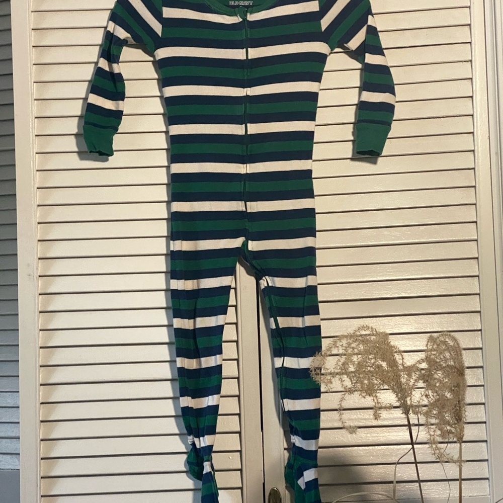 Old Navy Striped Kids Footie in Green and Blue